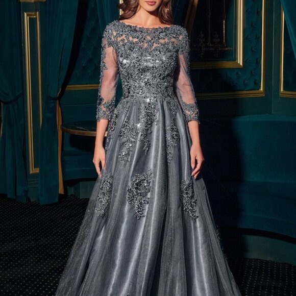 3/4 long sleeve formal mother of the bride dress.Party military ball wedding - Picture 1 of 5